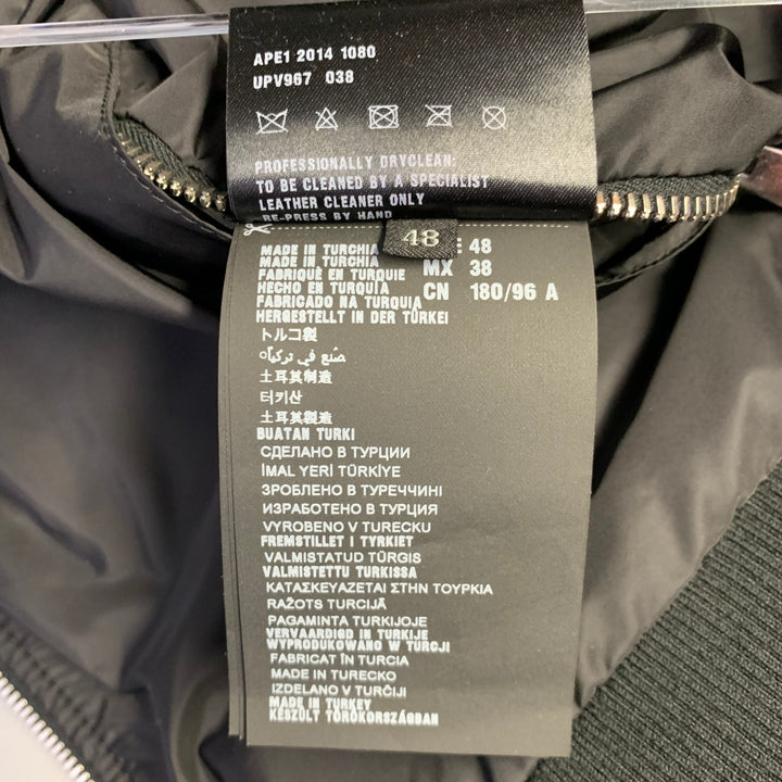PRADA Size 38 Black Reversible Lambskin Leather Nylon Bomber Jacket