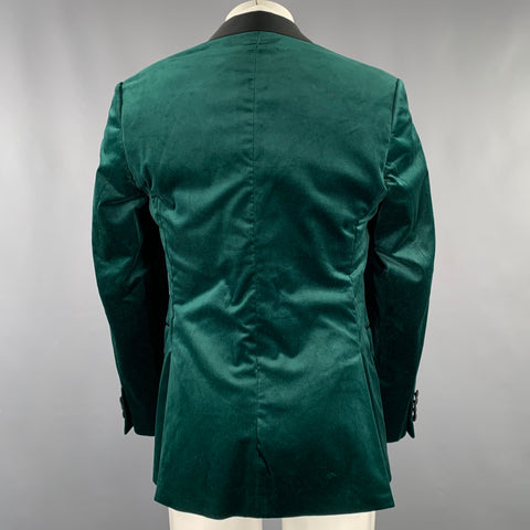 TED BAKER Size 40 Green Black Velvet Cotton Blend Sport Coat