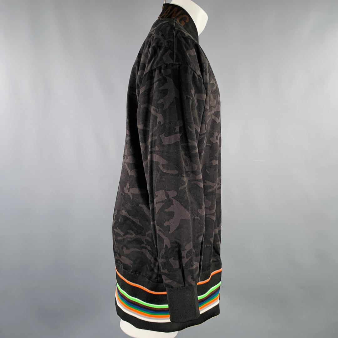 RAF SIMONS Size 38 Black Grey Oversized Camo Cotton Zip Up Coat