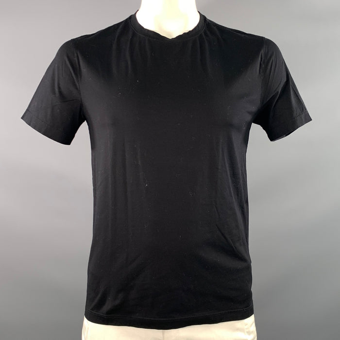 PRADA Size L Black Patch Cotton Crew-Neck T-shirt