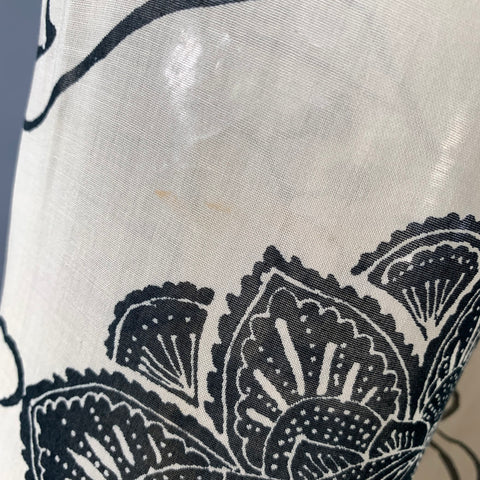 MAX MARA Size 8 Cream Black Cotton Blend Floral Notch Lapel Blouse