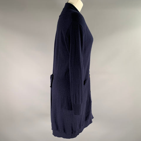 MERVEILLE H. Size M Navy Wool Blend Buttoned Cardigan - Womens