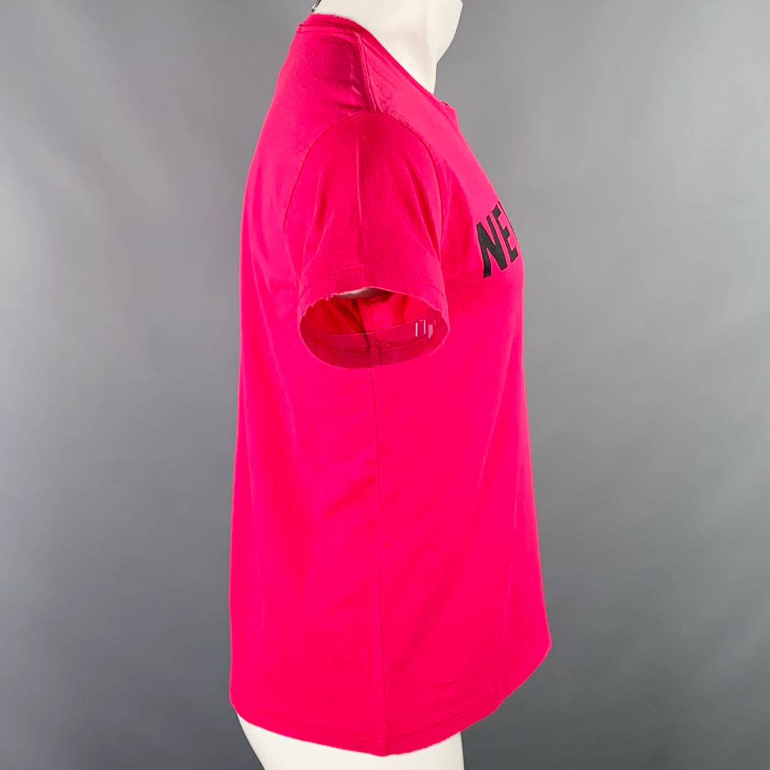 R13 Size S New York Boy Black Fuchsia Print Cotton Short Sleeve T-shirt
