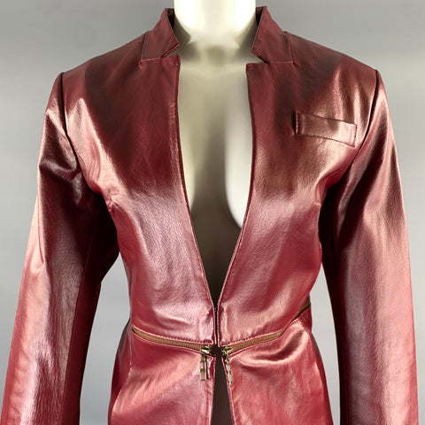 HAL RUBENSTEIN Size M Burgundy Leather Jacket Blazer