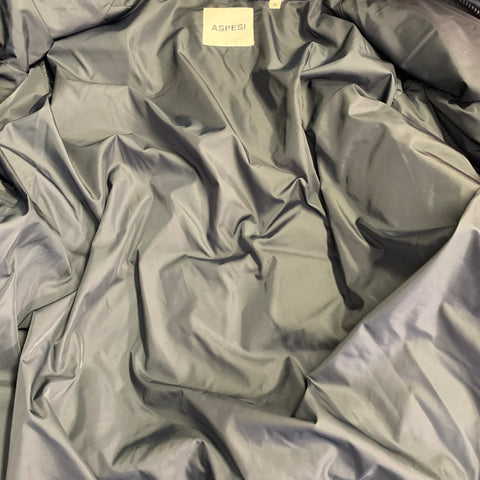 ASPESI Size M Navy Quilted Nylon Zip Snaps Jacket