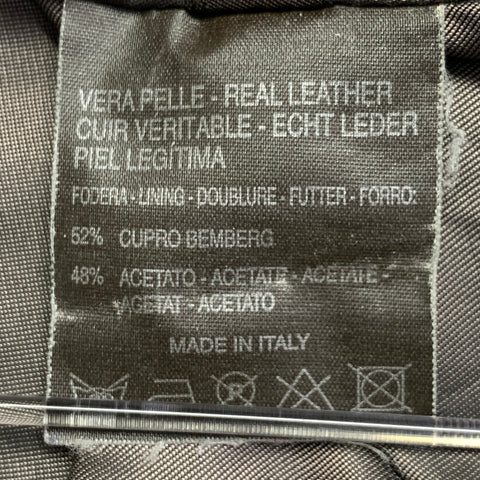 BRUNO MAGLI Size 42 Black Leather Zip Up Jacket