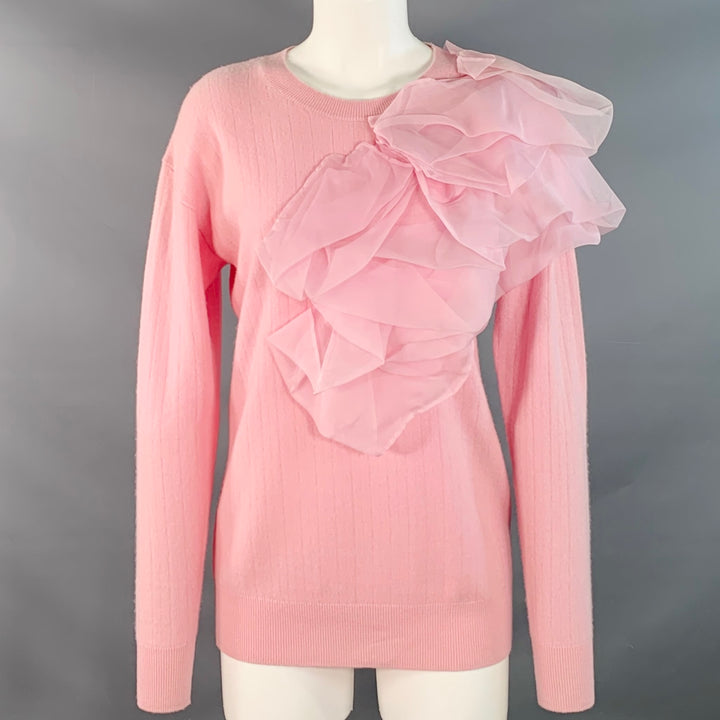 SIES MARJAN Size XS Pink Wool Blend Knit Ruffled Crew Neck Pullover