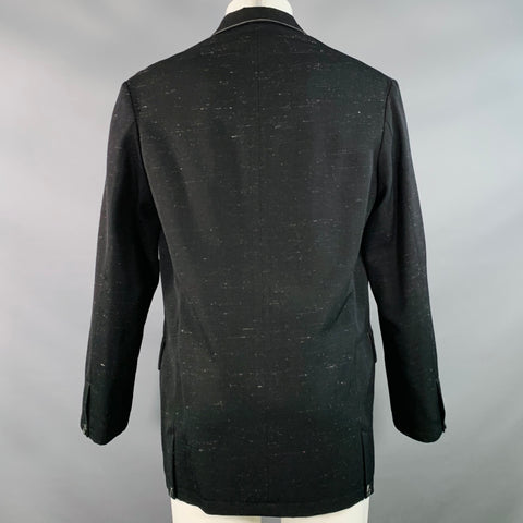 YOHJI YAMAMOTO Size S Black Grey Wool Blend Contrast Stitch Jacket