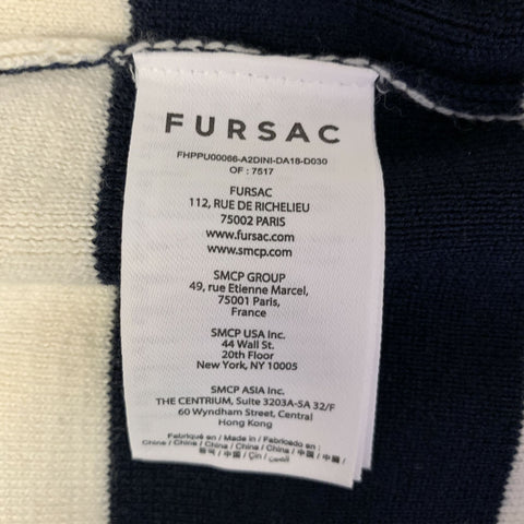 FURSAC Size XL Navy White Stripe Wool Crew-Neck Sweater