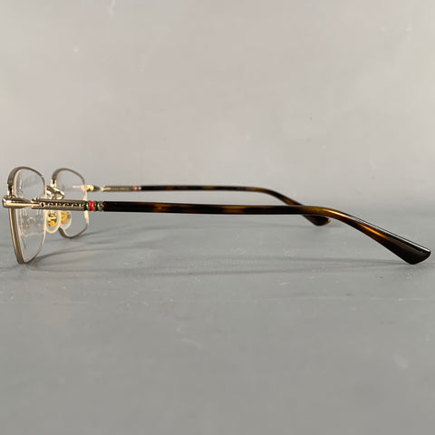 GUCCI Gold Tortoise Shell Metal Eyeglasses Frames