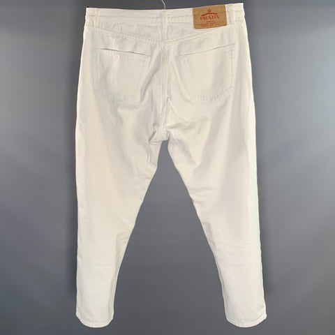 PRADA Size 36 White Denim Button Fly Jeans