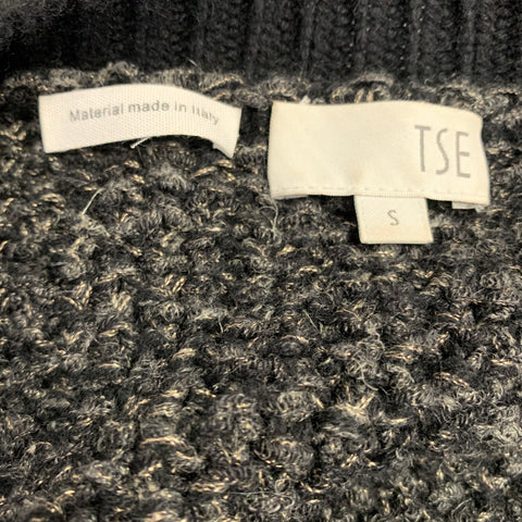 TSE Size S Black Charcoal Wool Blend Short Sleeve Pullover