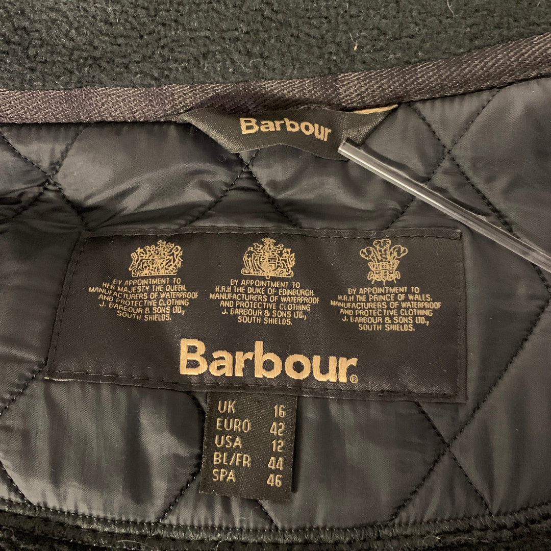 BARBOUR Size 12 Black Polyamide Quilted Jacket