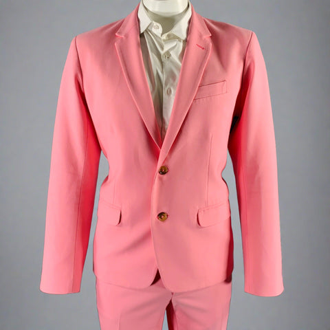 MR TURK Size 46 Pink Polyester Blend Notch Lapel Suit