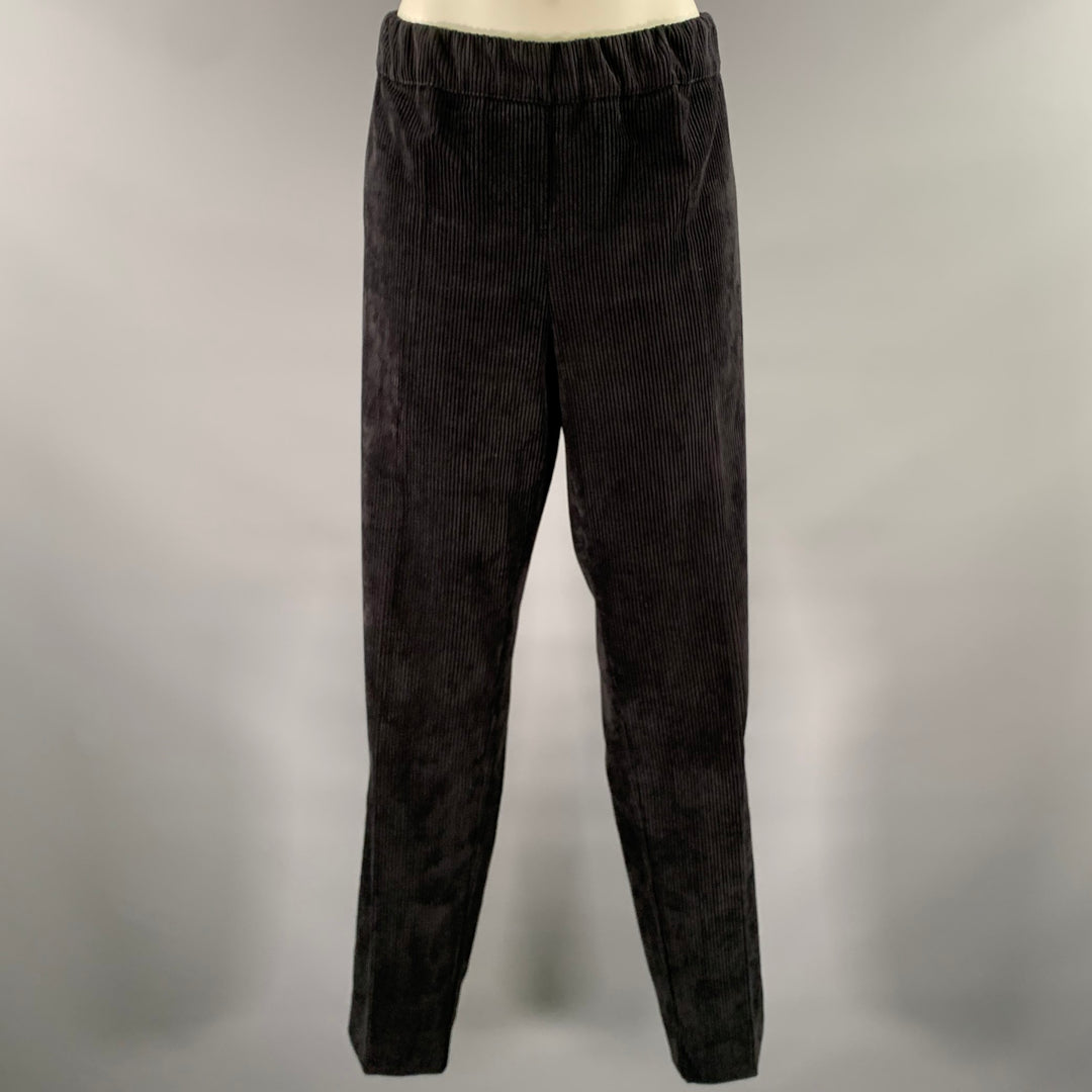 D. EXTERIOR Size 12 Black Polyester Elastane Corduroy Pants