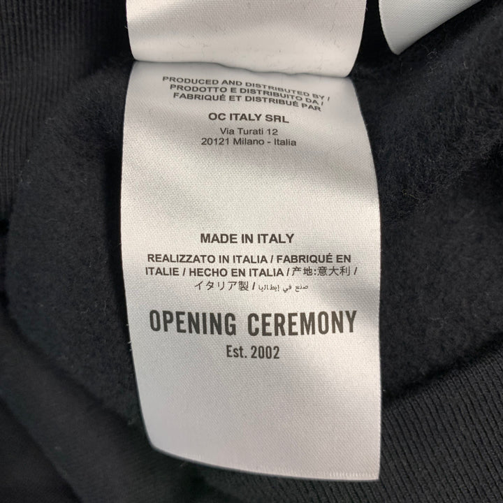OPENING CEREMONY Size L Black Multi Color Logo Cotton Crew-Neck Sweatshirt