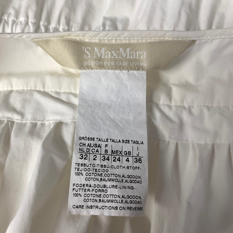 MAX MARA Size S White Cotton Shift Ankle Dress