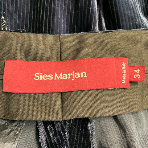 SIES MARJAN Size 34 Navy Corduroy Silk Cotton Zip Fly Casual Pants