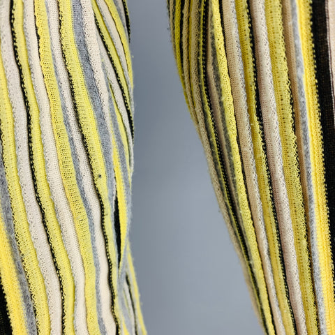 TOKYO JAMES Size M Yellow Black Stripe Mixed Fabrics Long Sleeve Pullover