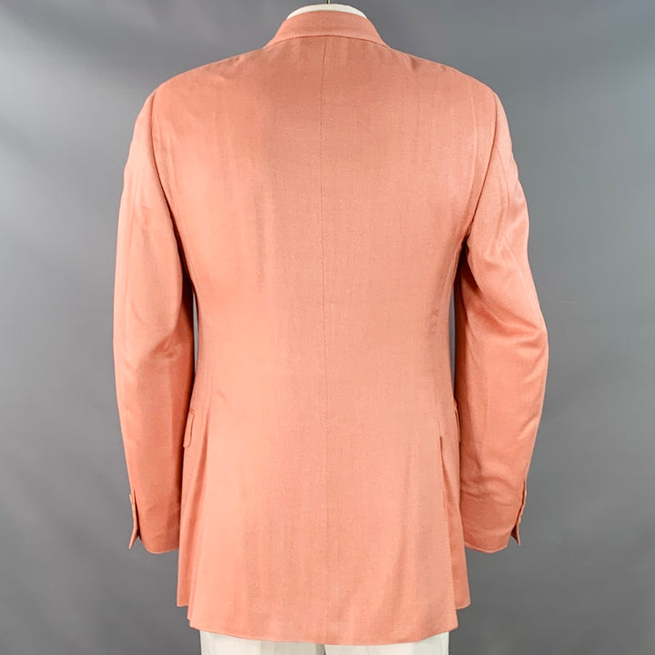 CANALI Size 42 Long Pink Bamboo Rayon Single Breasted Three Button Sport Coat