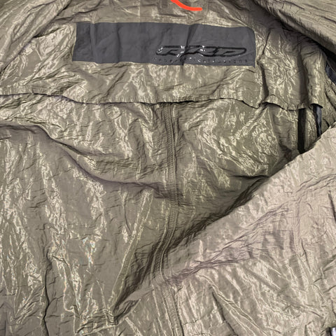 ROBERTO RICCI DESIGNS Taille 42 Veste à Capuche Froissée Zippée à Boutons Pression Vert Olive