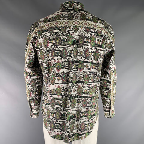 ROBERT GRAHAM Size L Black & White Multi-Color Print Cotton Long Sleeve Shirt