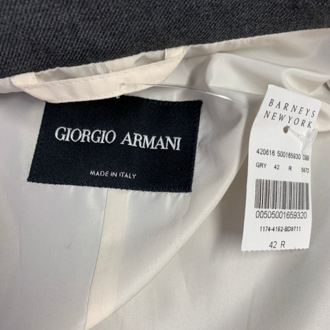 GIORGIO ARMANI Size 42 Grey Virgin Wool Peak Lapel Coat