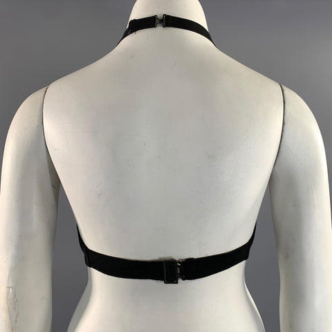 PRADA Size L Black Mohair Virgin Wool Halter Dress Top