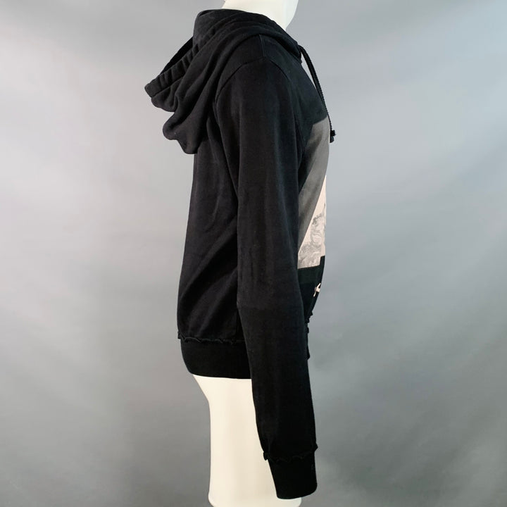 DOLCE & GABBANA Size S Black Muhammad Ali Print Cotton Hooded Sweatshirt