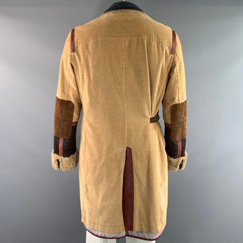 DSQUARED2 FW2002 Size 44 Tan Blue Corduroy Cotton Trench Coat