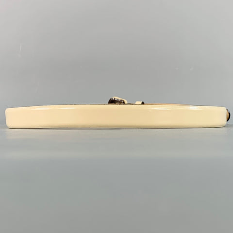 FURLA Size 26 Beige Patent Leather Covered Buckle Skinny Belt