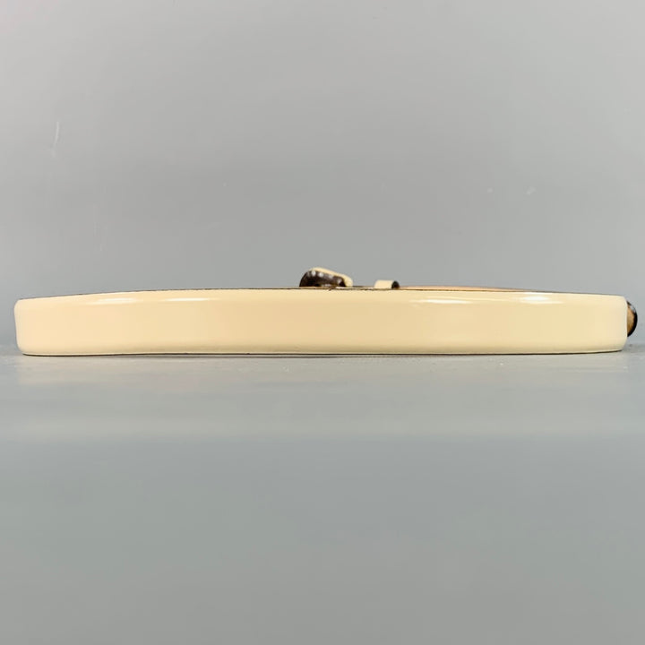 FURLA Size 26 Beige Patent Leather Covered Buckle Skinny Belt