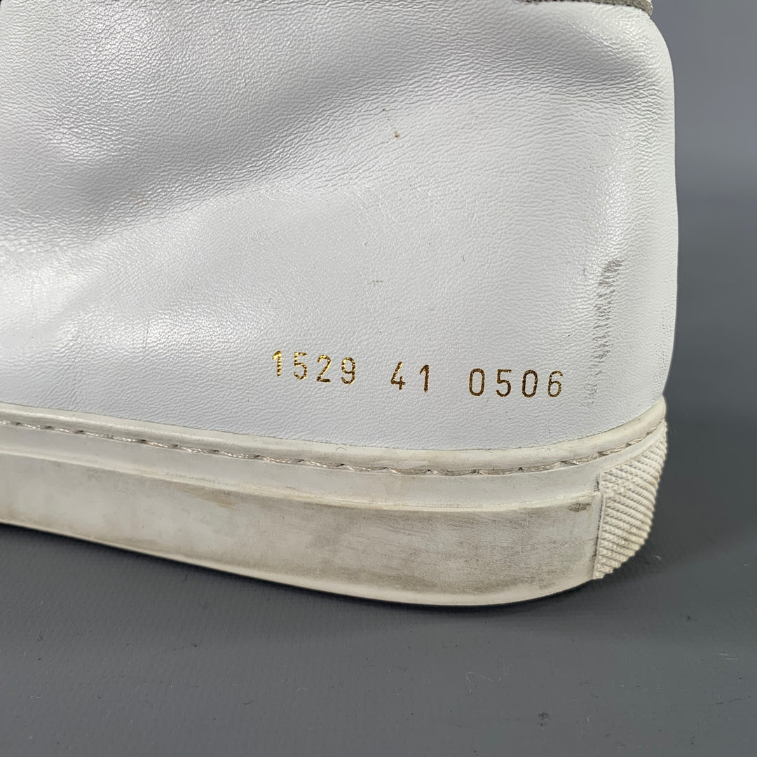COMMON PROJECTS Size 8 White Leather Lace Up Sneakers