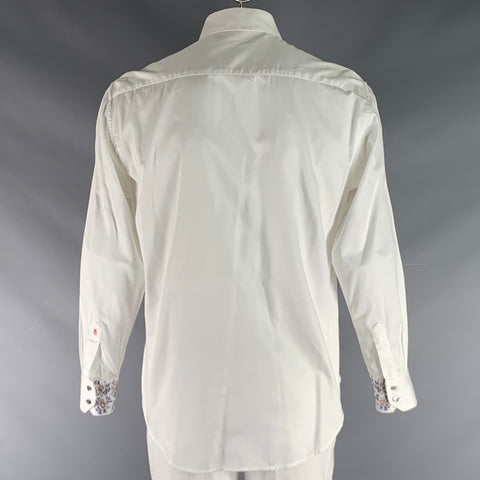 ROBERT GRAHAM Size L White Blue Floral Cotton Button Up Long Sleeve Shirt