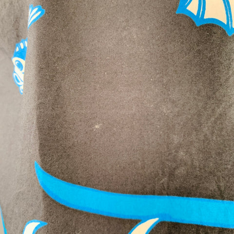 VALENTINO Size S Black White Blue Koi Fish Cotton One Pocket Camp Short Sleeve Shirt