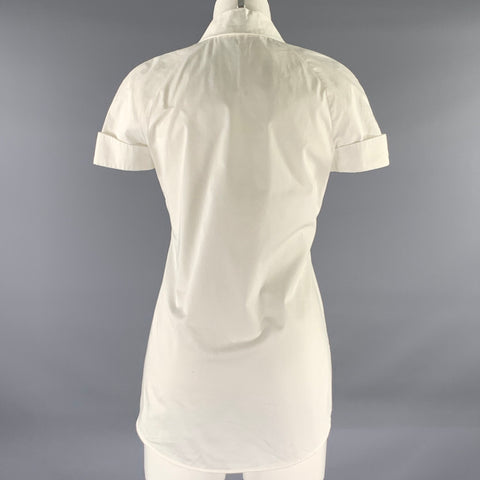 HUGO BOSS Size S White Elastane Blend Cap Sleeves Blouse