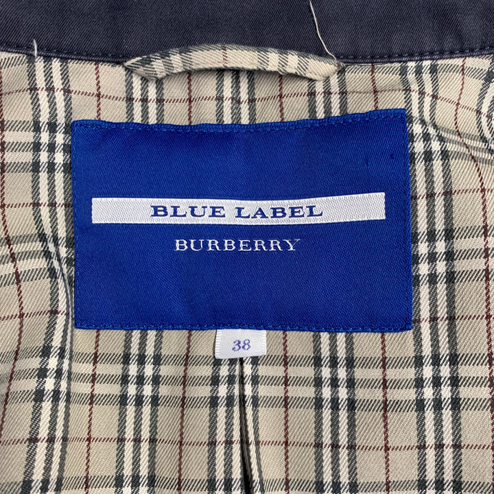 BURBERRY Size 2 Navy Cotton Blend Belted Trench Coat
