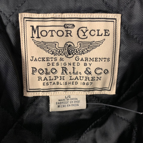 RALPH LAUREN Size L Black Leather Biker Jacket