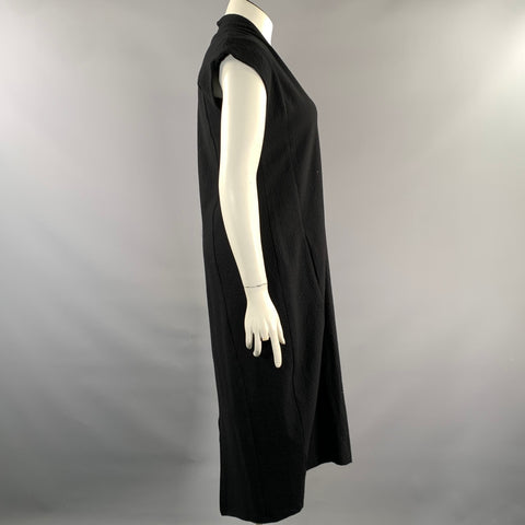 JULIETTE OZOUF Size M Black Wool Blend Textured Knee Length Dress