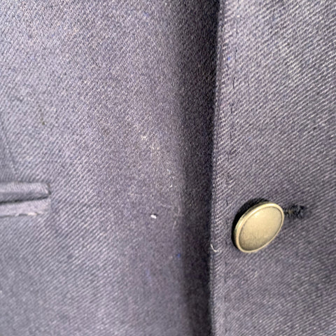 M & S LUXURY Size 38 Navy Twill Wool Blend Notch Lapel Sport Coat