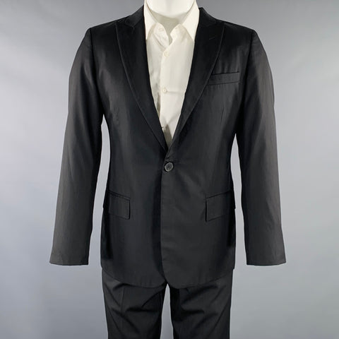 JEAN PAUL GAULTIER Size M Black Wool Silk Peak Lapel Suit