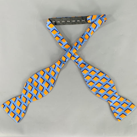 SEAWARD AND STEARN Blue Orange Squares Silk Bow Tie