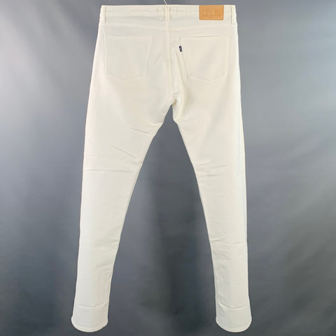 LEVI'S MADE & CRAFTED Size 32 White Twill Cotton Straight Slim Jeans