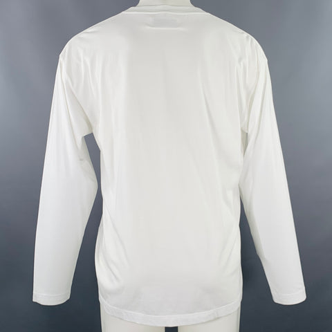 MAISON MARGIELA Size S White Black Graphic Cotton Long T-shirt