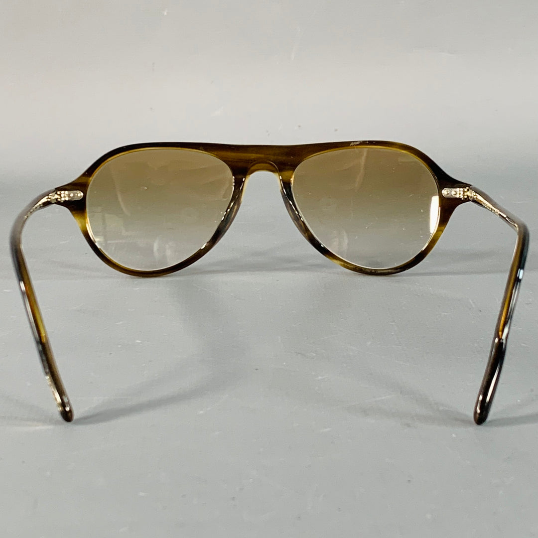 OLIVER PEOPLES Emet Brown Tortoiseshell Acetate Teardrop Sunglasses