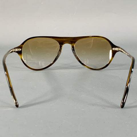 OLIVER PEOPLES Emet Brown Tortoiseshell Acetate Teardrop Sunglasses