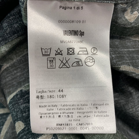 VALENTINO Camisa Manga Larga Abotonada Algodón Estampado Verde Negro Talla XL
