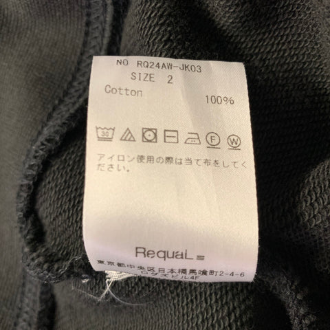 REQUAL Size M Black Loop Tie Cotton Zip Up Jacket