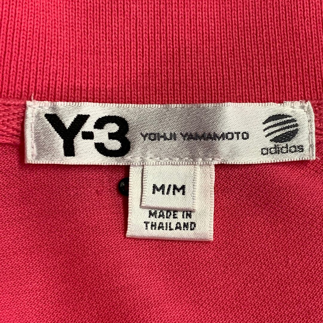 Y-3 Size M Hot Pink Cotton Logo Half Placket Polo