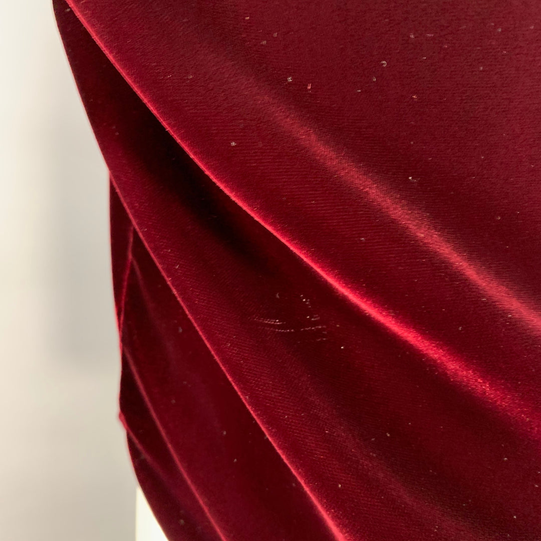 SAINT LAURENT AW18 Size M Burgundy Gold Embroidery Velvet Western Long Sleeve Shirt